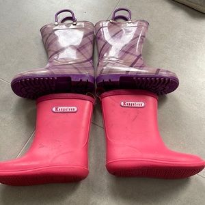 Bundle toddler rain boots pink and purple